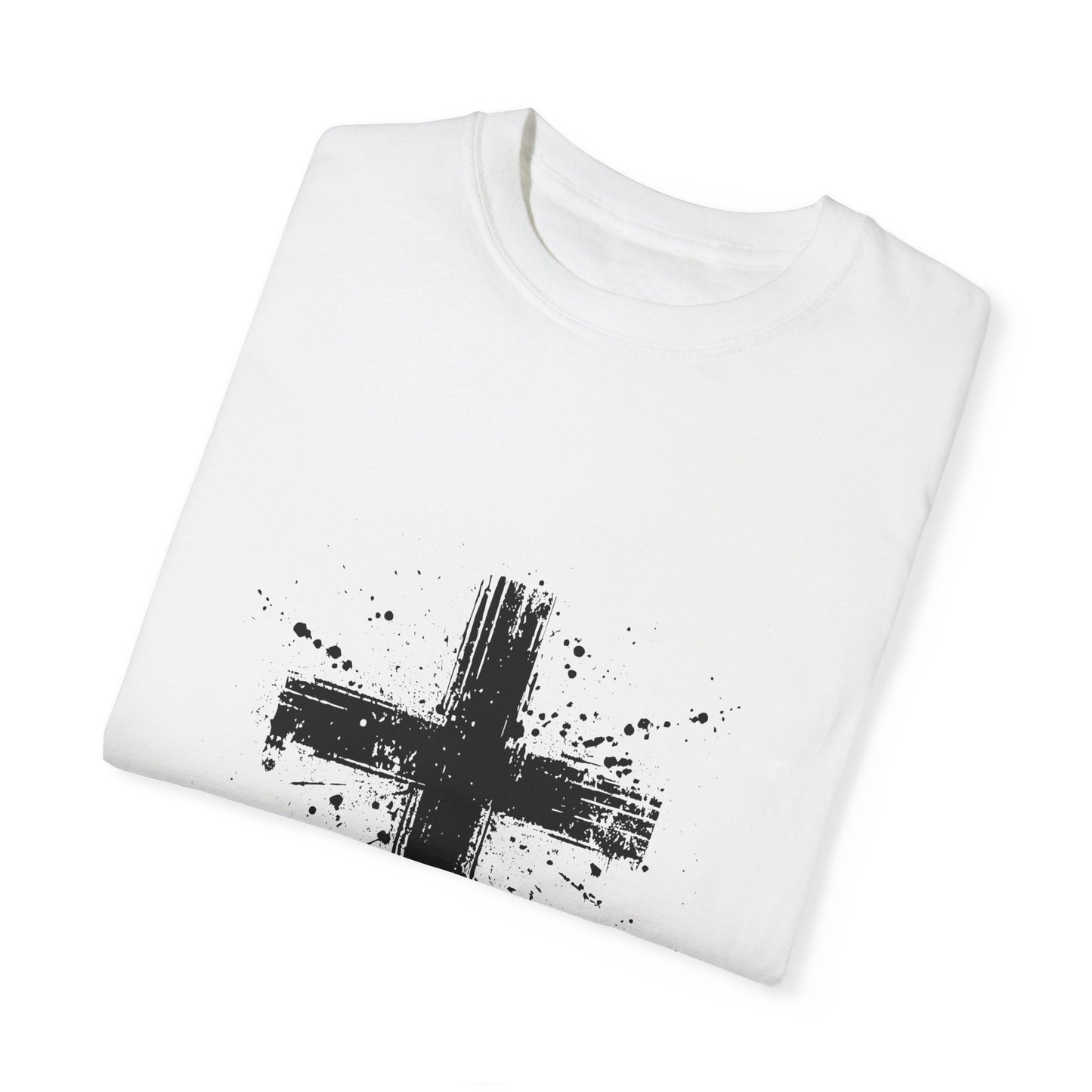 Faith-Inspired Unisex Garment-Dyed T-Shirt with Cross and Quotation
