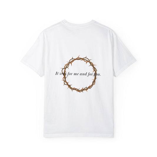 Faith-Inspired Unisex Garment-Dyed T-Shirt with Cross and Quotation